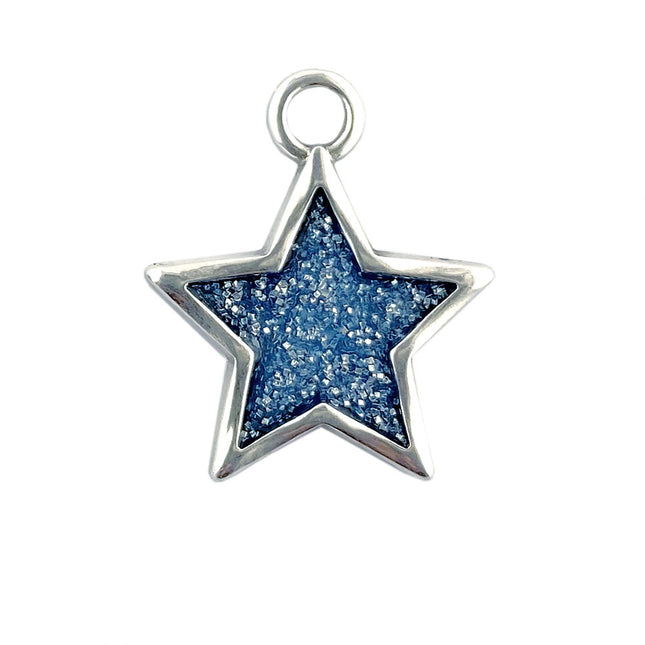 17mm Blue Enamelled Star Pendant Charm