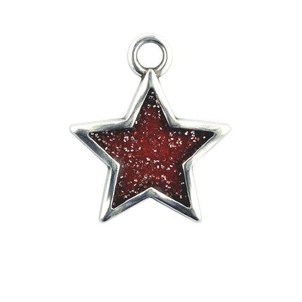 17mm Red Enamelled Star Pendant Charm