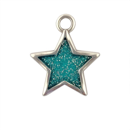 17mm Turquoise Enamelled Star Pendant Charm