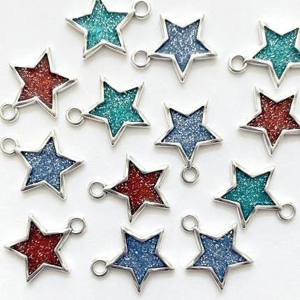 17mm Enamelled Star Pendant Charms