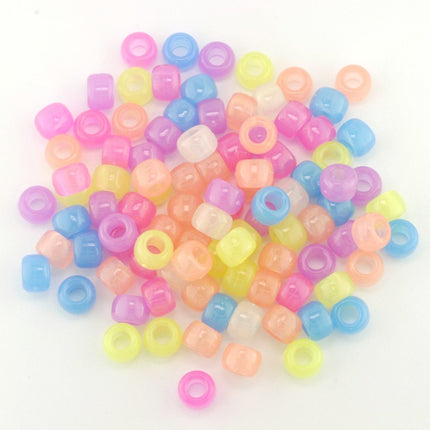 Glow In The Dark Mixed Colour Plastic Pony Beads