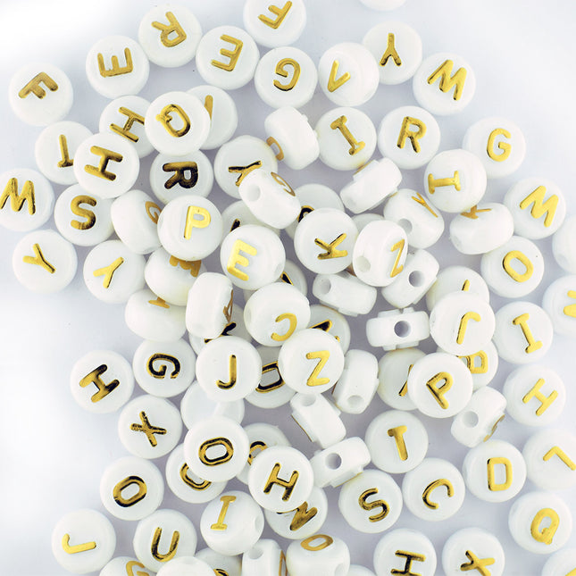 Gold & White Letter Beads Mix
