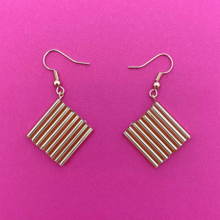 Golden Geometry bugle bead earrings