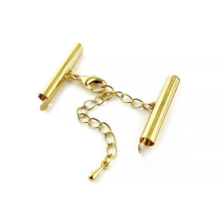 25mm gold plated slide clasp with extension chain and trigger clasp