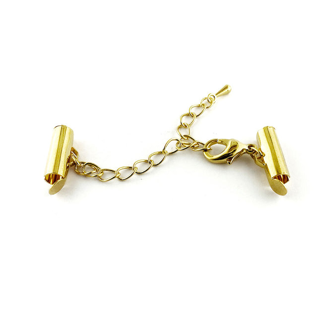 13mm gold plated slide clasp with extension chain and trigger clasp