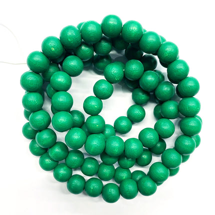 12mm green wooden beads