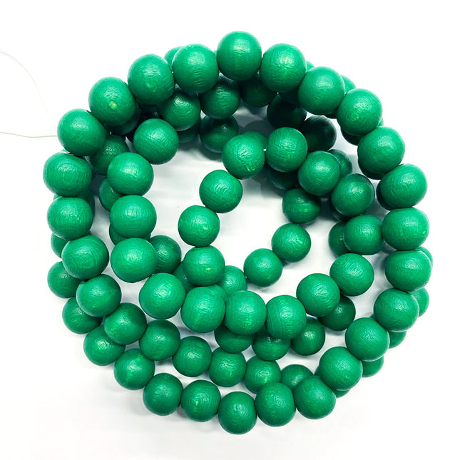 12mm green wooden beads