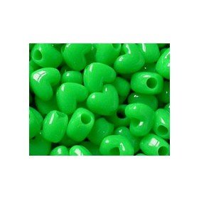 Opaque Plastic Heart Bead Neon Green