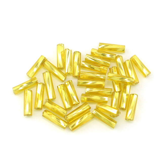 7mm Twisted Bugle Beads 1480 Silver Lined Yellow