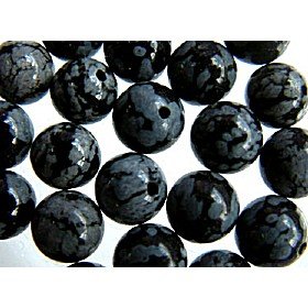 6mm Round Snowflake Obsidian Semi-Precious Beads