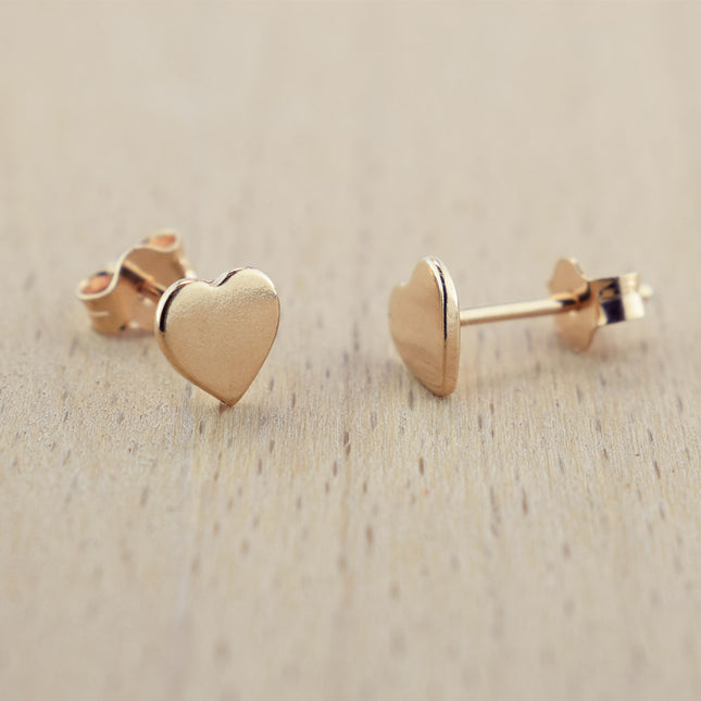 rose gold plated sterling silver heart ear studs