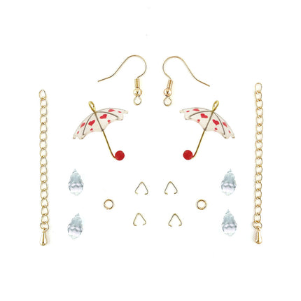 Red Hearts rainy day earrings materials