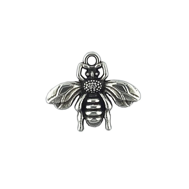 Large Bee Charm Antique Silver