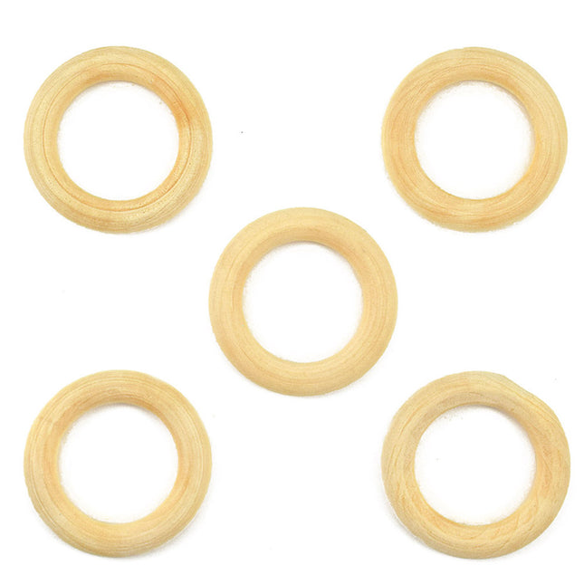 large 10cm wooden macrame ring 5 pack