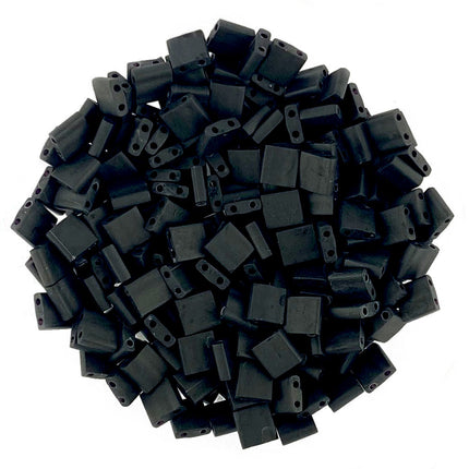 TL401 Matte (frosted) Black Miyuki Tila Beads - Limited Edition