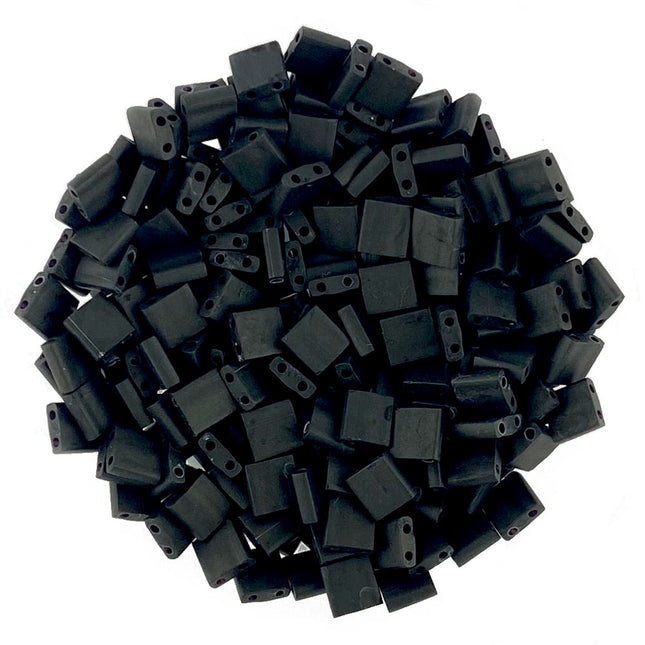 TL401 Matte (frosted) Black Miyuki Tila Beads - Limited Edition