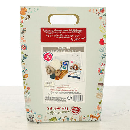 Lion & Cub needle felting kit box back