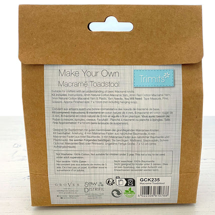 Make Your Own Macrame toadstool - back of packaging