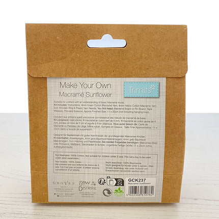 Make Your Own Macrame sunflower back of packaging