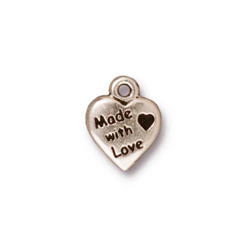 Made with Love Charm Antique Silver