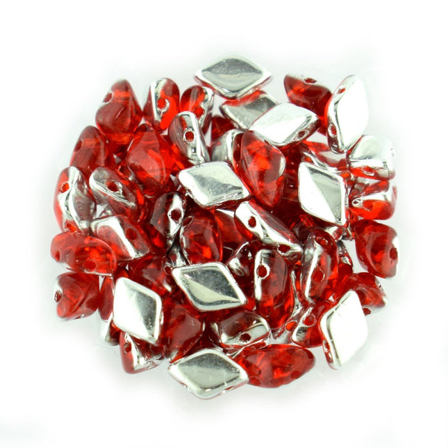 Matubo czech glass denduo 2 hole beads backlit ruby