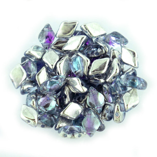 Matubo czech glass 2 hole gemduo bead violet ice