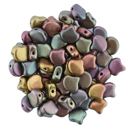 matubo 2 hole ginko bronze violet rainbow bead