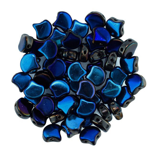 matubo ginko 2 hole beads jet full azuro