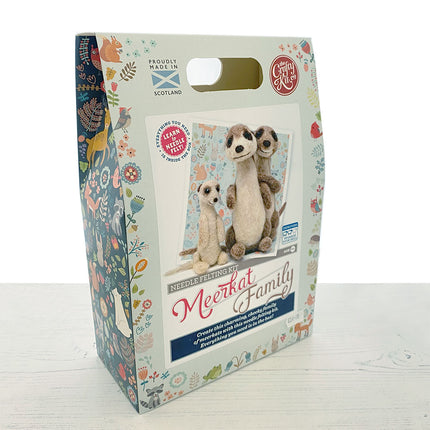 Meerkat family needle felting kit box