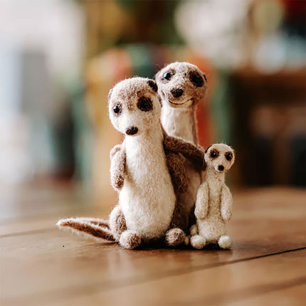 Meerkat family needle felting kit examples