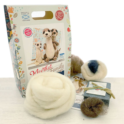 Meerkat family needle felting kit