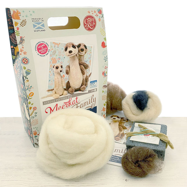 Meerkat family needle felting kit