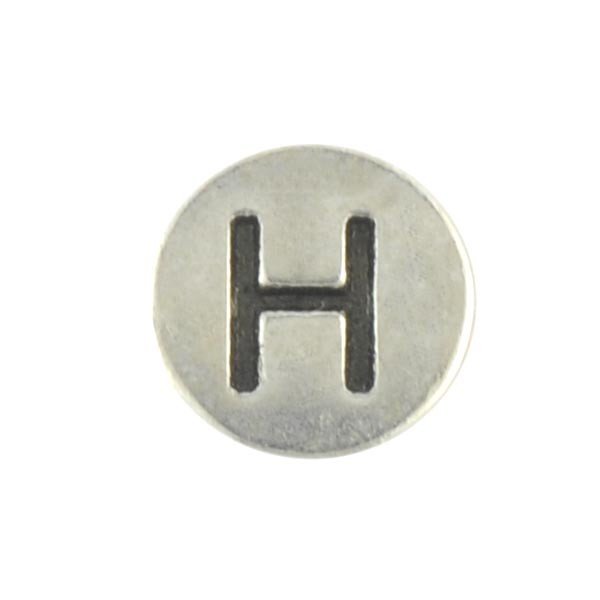 Round metal letter bead H