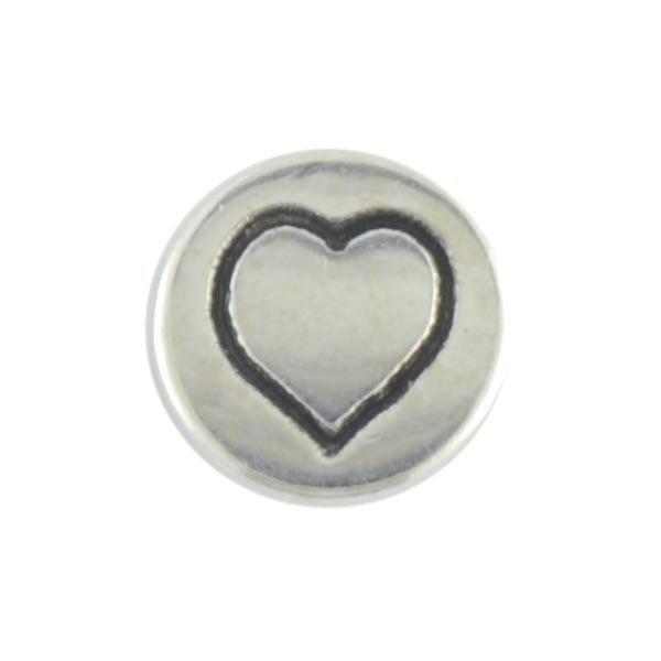 Heart round metal letter bead