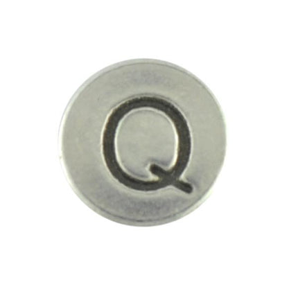 Round metal letter bead Q