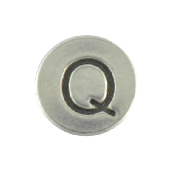 Round metal letter bead Q