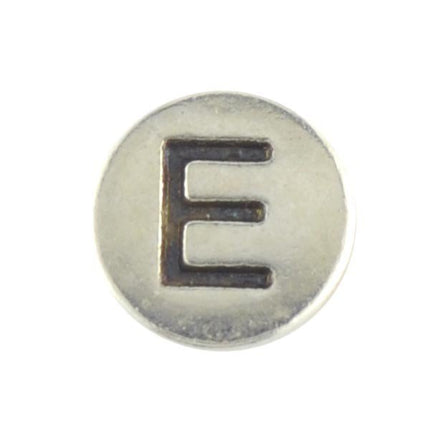 Round metal letter bead E