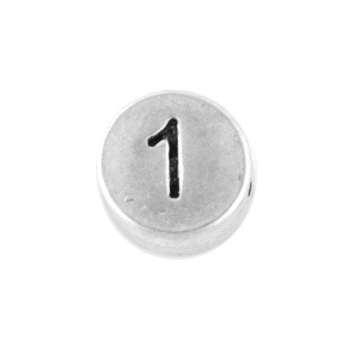 Round metal number bead 1