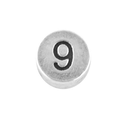 Round metal number bead 9