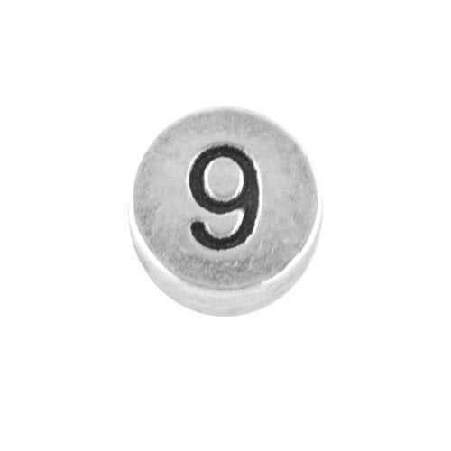 Round metal number bead 9