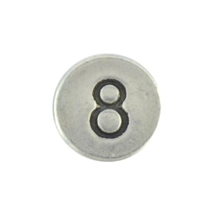 Round metal number bead 8