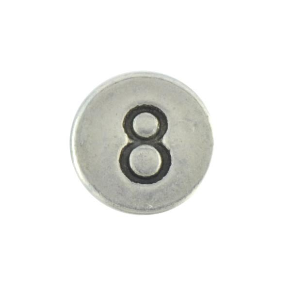 Round metal number bead 8