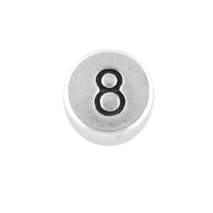 Round metal number bead 8