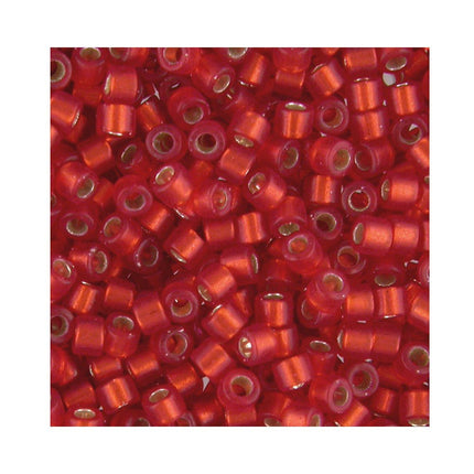Miyuki Delica Bead Size 11 DB683 Half Matte Silver Lined Ruby