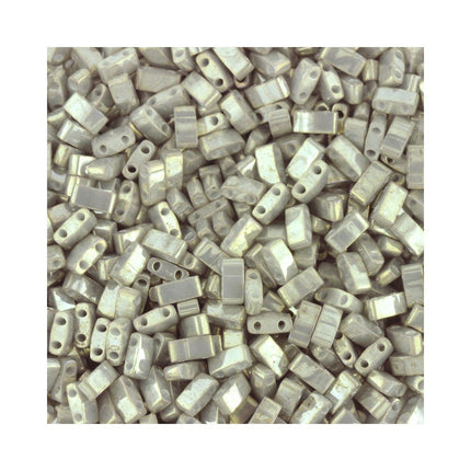 TLH1865 Smokey Grey Lustre Miyuki Half Tila Beads