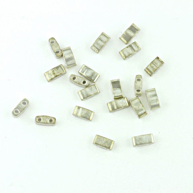 TLH1865 Smokey Grey Lustre Miyuki Half Tila Beads