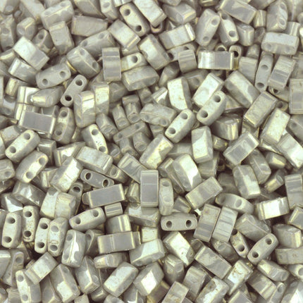 TLH1865 Smokey Grey Lustre Miyuki Half Tila Beads