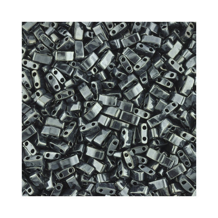 TLH464 Haematite Miyuki Half Tila Beads