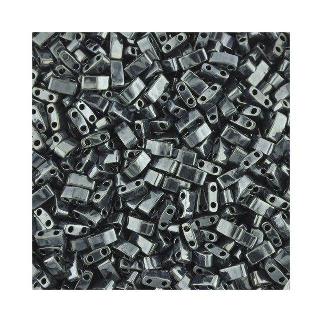 TLH464 Haematite Miyuki Half Tila Beads