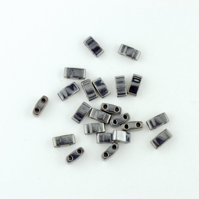 TLH464 Haematite Miyuki Half Tila Beads